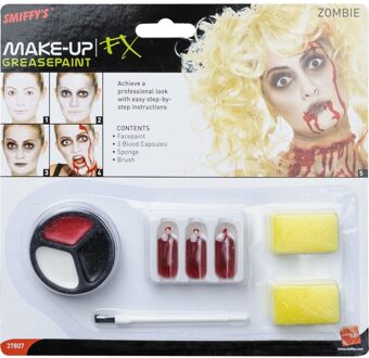 Smiffys Complete horror zombie/vampier schmink set met bloedcapsules - Halloween verkleed accessoires