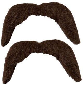 Smiffys Cowboy snor - 4x - bruin - nep snor - plak snor - carnaval - wilde westen