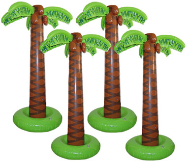 Smiffys Decoratie palmboom - 4x - opblaasbaar - 165 cm - Tropische Hawaii feestartikelen/versieringen