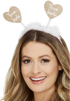 Smiffys Diadeem/tiara Team Bride - 10x - wit/goud - polyester - 25 x 25 cm - vrijgezellenfeest