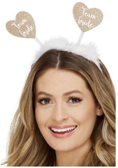 Smiffys Diadeem/tiara Team Bride - wit/goud - polyester - 25 x 25 cm - vrijgezellenfeest - Verkleedhoofddeksels Goudkleurig
