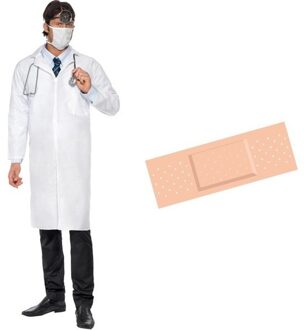 Smiffys Dokter kostuum heren L (50/52) met gratis pleister sticker - L/XL