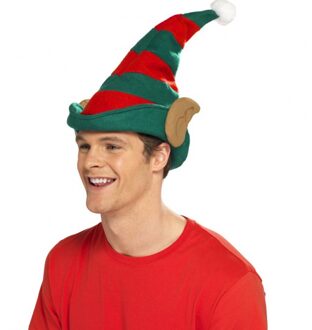 Smiffys Dressing Up & Costumes | Costumes - Christmas - Elf Hat, Green With Red Stripes