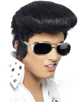 Smiffys Elvis verkleed set pruik zwart en bril voor heren