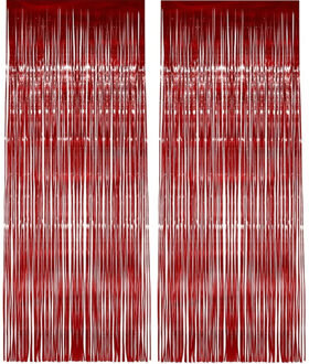 Smiffys Folie deurgordijn versiering - 2x - rood - 244 x 91 cm - glitter and glamour wanden