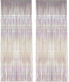 Smiffys Folie deurgordijn versiering - 2x - transparant - 244 x 91 cm - glitter and glamour wanden