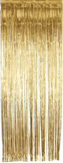 Smiffys Folie deurgordijn versiering - goud - 244 x 91 cm - glitter and glamour wanden