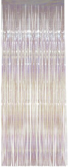 Smiffys Folie deurgordijn versiering - transparant - 244 x 91 cm - glitter and glamour wanden