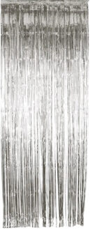 Smiffys Folie deurgordijn versiering - zilver - 244 x 91 cm - glitter and glamour wanden
