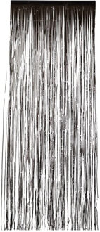 Smiffys Folie deurgordijn versiering - zwart - 244 x 91 cm - glitter and glamour wanden