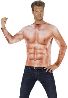 Smiffys Gespierde man T-shirt - six pack - lange mouwen - heren