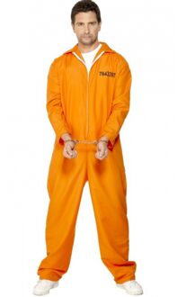 Smiffys Gevangenen kostuum - oranje - volwassenen - boevenpak - verkleedkleding
