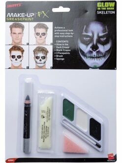 Smiffys Glow in the dark schmink setje - skelet - Halloween - schminken - make-up set Multi