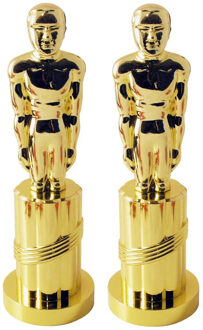 Smiffys Gouden award beeldje - 2x - 24 cm - kunststof - feestartikelen - Cadeau prijs / trofee