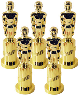 Smiffys Gouden award beeldje - 5x - 24 cm - kunststof - feestartikelen - Cadeau prijs / trofee