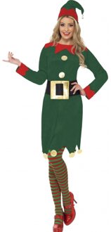 Smiffys Groene/rode kerst elf verkleed kostuum/jurk voor dames