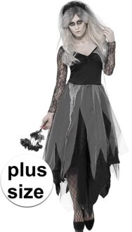 Smiffys Grote maten zombie bruidsjurk verkleedkleding voor dames Grijs