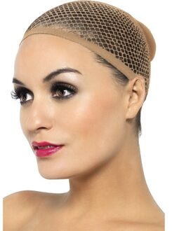 Smiffys Haarnetje voor pruiken - 1x - beige - voor volwassenen