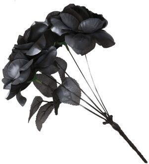 Smiffys Halloween bruidsboeket met zwarte rozen