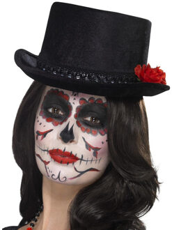 Smiffys Halloween Day of the dead hoge verkleed hoed zwart - Verkleedhoofddeksels Multikleur