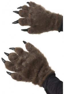 Smiffys Halloween Harige dierenpoot / weerwolf handschoenen voor volwassenen - Verkleedarmdecoratie Multikleur