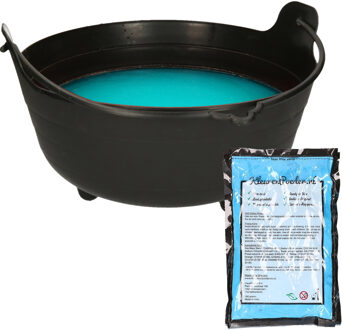 Smiffys Halloween heksenketel/kookpot met heksensoep - 28 cm - incl. kleurpoeder blauw