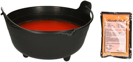 Smiffys Halloween heksenketel/kookpot met heksensoep - 28 cm - incl. kleurpoeder oranje