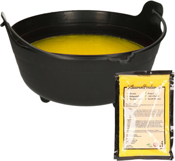 Smiffys Halloween heksenketel/kookpot met heksensoep - 37 cm - incl. kleurpoeder geel