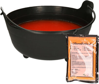 Smiffys Halloween heksenketel/kookpot met heksensoep - 37 cm - incl. kleurpoeder oranje