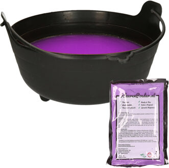 Smiffys Halloween heksenketel/kookpot met heksensoep - 37 cm - incl. kleurpoeder paars