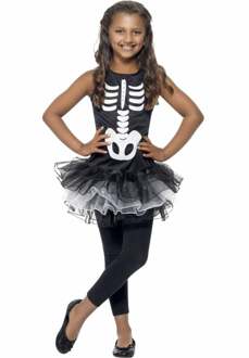 Smiffys "Halloween kostuum voor meisjes skelet met zwarte tutu - Kinderkostuums - 104-116"