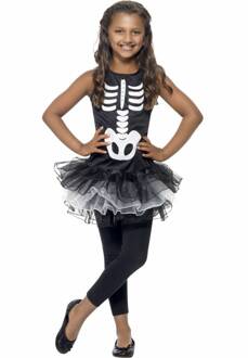 Smiffys "Halloween kostuum voor meisjes skelet met zwarte tutu - Kinderkostuums - 152/158"