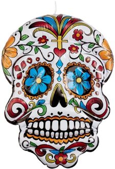 Smiffys Halloween - Opblaasbare Day Of The Dead Schedel 100 Cm Hangdecoratie - Opblaasspeelgoed Multikleur