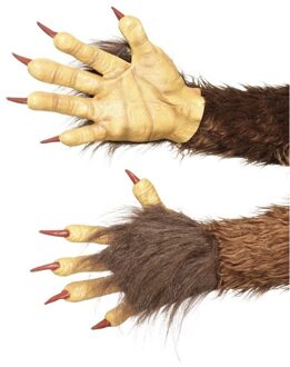 Smiffys Halloween weerwolf handschoenen bruin voor volwassenen
