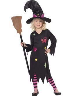 Smiffys Heksen verkleedkleding Rosa voor meisjes - Halloween kostuum/ outfit - Jurk