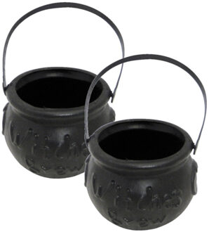 Smiffys Heksenketel - 2x - zwart - D10 cm - kunststof - halloween - horror - kookpot