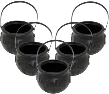Smiffys Heksenketel - 5x - zwart - D10 cm - kunststof - halloween - horror - kookpot