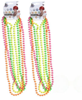 Smiffys Hippie Flower Power thema dames verkleed multicolor 4x stuks kralen kettingen