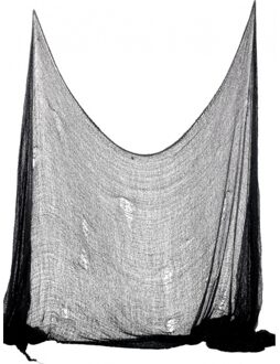 Smiffys Horror decoratie net 75 x 300 cm - zwart - Halloween/horror decoratie muur/plafond versiering