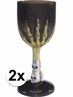 Smiffys Horror kelk - 2x - beker - zwart - Gotisch - Halloween - wijnglas - drinkbeker - horror