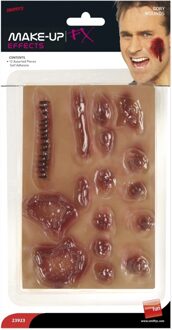 Smiffys Horror verkleed wonden pakket - zelfklevend - Halloween nep zombie wonden Multi