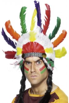 Smiffys Indianen tooi - veren tooi - voor volwassenen - carnaval - verkleden Multi