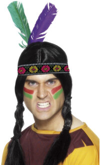 Smiffys Indianen verkleed hoofdband - met veren - Carnaval spullen - hoofdtooi - volwassenen