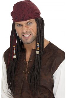 Smiffys Jack Sparrow verkleed pruik - heren - piratenpruik - piraat - carnaval herenpruik Bruin