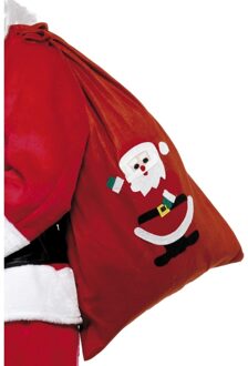 Smiffys Kerst cadeau zak - rood - met kerstman - 90 x 60 cm - fleece stof
