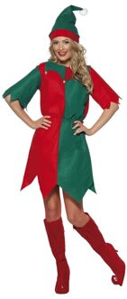 Smiffys Kerst elf kostuum rood/groen voor dames 36-38 (S)