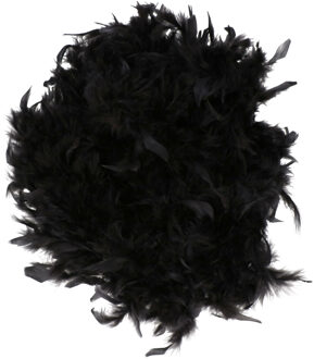 Smiffys Kerstboomversiering boa - zwart - 180 cm - kerstslinger veren