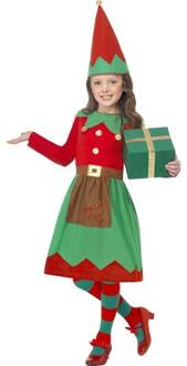 Smiffys Kerstelf Kostuum Voor Meiden - Carnavalsjurken Multikleur