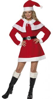 Smiffys Kerstjurkje - rood - met kerstmuts - dames - sexy kerst verkleedjurkje - kerstvrouw