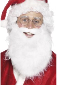Smiffys Kerstman baard - wit - polyester - voor volwassenen - kerstmannen accessoires Multi